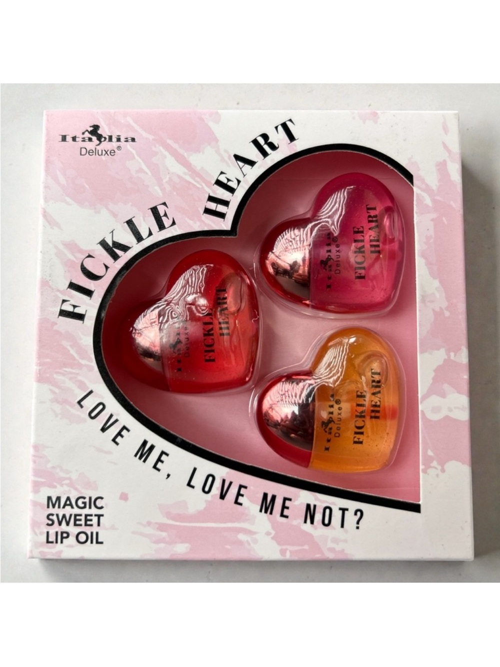 New Fickle Heart Magic Sweet Lip Oil Trio - Pink, Red, Orange